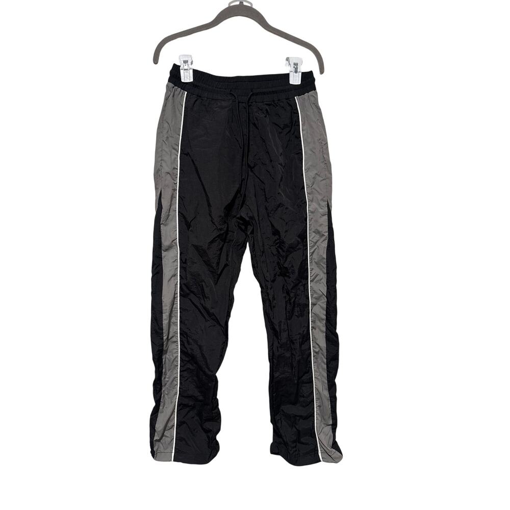 Black and Gray Track Pants with Elastic Waistband - Picture 2 of 7